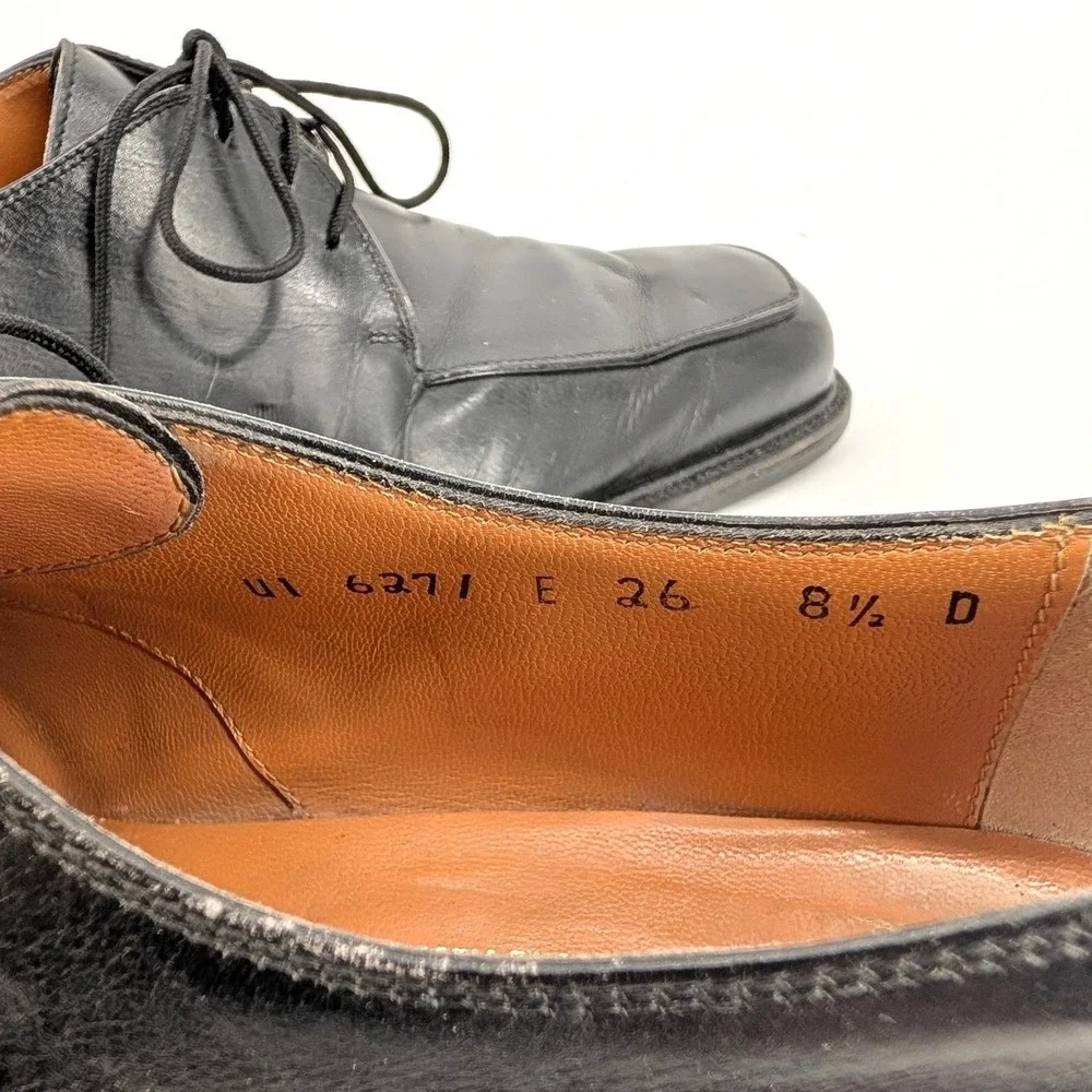 Salvatore Ferragamo Studio Mens Black Leather Oxfords Made in Italy 8.5 D Luxury